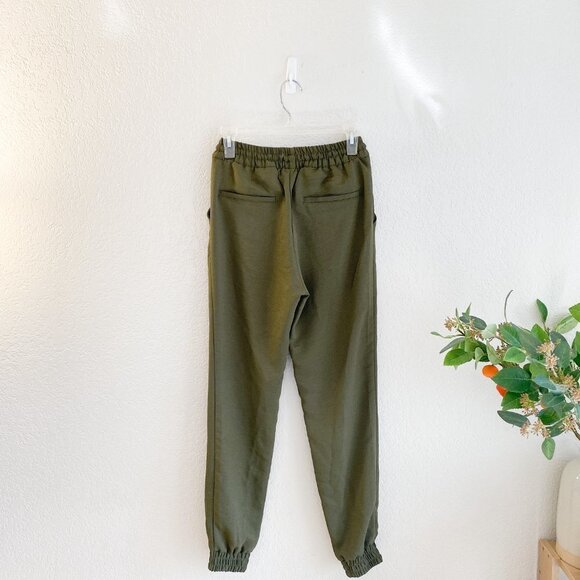 🦋 H&M Olive Green Joggers Pants Business Casual Workwear Size 0 Boho Cute Work - Picture 3 of 5